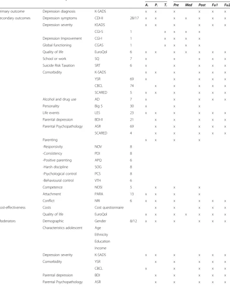 Table 1 Instruments at different assessments and informants