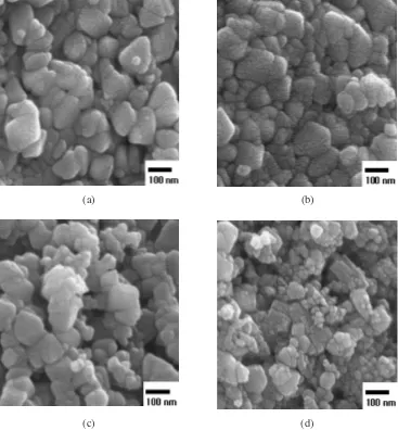 Fig. 9SEM photographs of produced powder according to air pressure at reaction temperature of 900�C, raw material solution of 350 g/‘indium, 10 mL/min