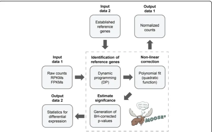 Fig. 1 Workflow of moose2. Input data is presented either as FPKM- or RPKM-normalized values or raw read(or pair) counts, which is specified with the data