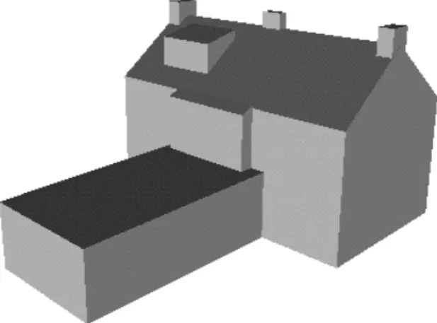Figure 13: Building model with reconstructed dormer and chimneys and an incorrect extension of the gable roof.