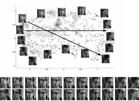 Fig. 1. Latent coordinates and linear trajectories in the latent space.