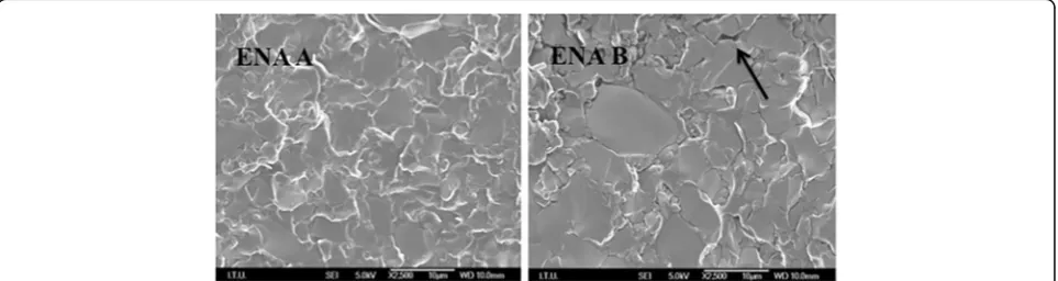 Fig. 7 ULT A is the SEM image of non-aged ULT specimen. The black arrow shows inorganic network of the material