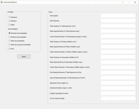 Figure 4.9 : Metocean analysis interface 