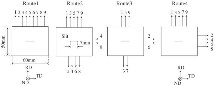 Fig. 1Schematic illustration of four rolling routes.