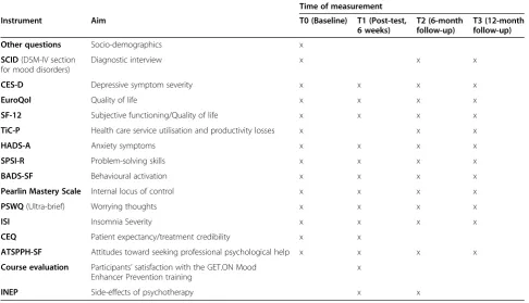 Table 1 Overview of outcome measurements