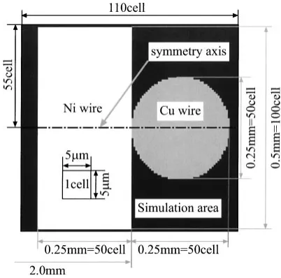 Fig. 3Schematic illustration of simulation model for twisted Cu-Ni wires.