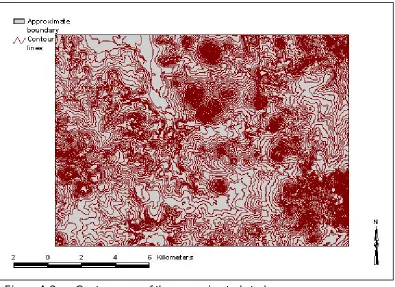 Figure A.2 Contour map of the approximated study area 