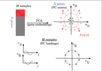 Fig. 2 Schematic of PCA based unsupervised FE. In gene expression analyses (identified as outliers if the BH criterion adjustedscore attributed to each gene obeys Gaussian distribution