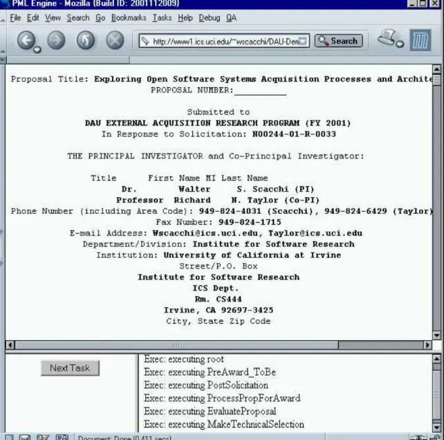 Figure 7 displays the result of clicking on the proposal the Program Manager has chosen  to review from those on the preceding list