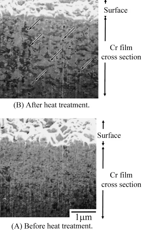 Fig. 12Cross sectional SEM images of Cr ﬁlms electrodeposited in Bath Bat 3�C and 3000 A/m2 (Case (b) of Fig