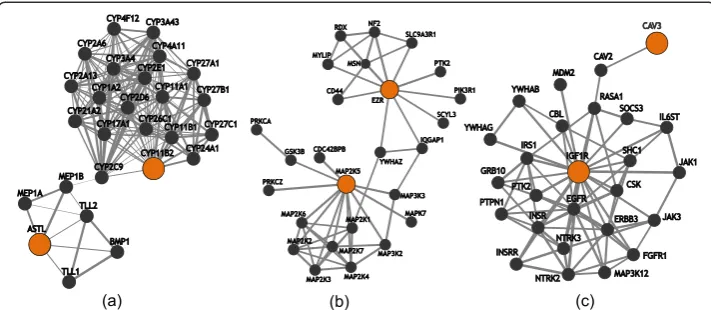 Fig. 2 Functional relationship networks generated from Integrated Multi-Species Prediction (IMP) fromidentified SNP- SNP interactions that are highly associated with BMI