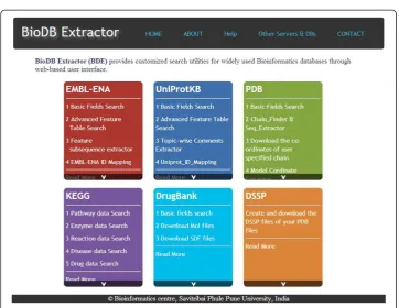Fig. 2 A snapshot of the Home Page of BioDB Extractor (BDE)