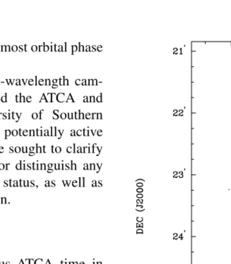 Figure 1A cleaned 4.80-GHz MIRIAD ﬁeld map of the regionaround KZ Pav constructed from 41 25-min cuts equally spacedover a 22 hour angle range