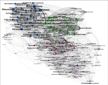 Figure 6 Backbone of the HPN. Backbone of the Pathway-based Human Phenotype Network, including themodules.