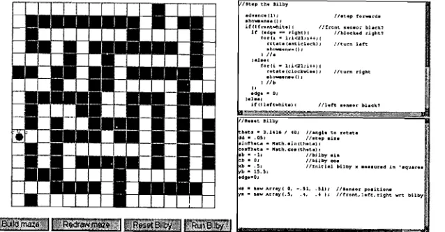 Fig 3. The maze and control text boxes of the Online Bilby Simulator. 