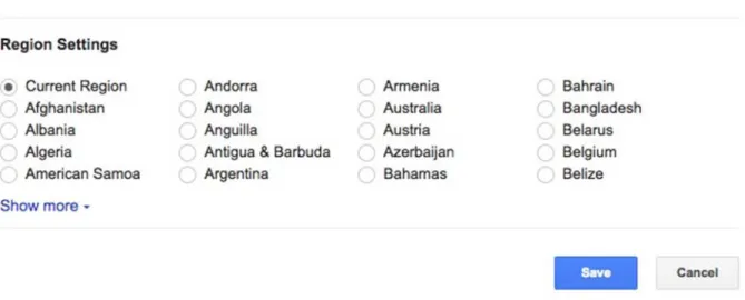 Figure 2: A portion of Google’s 'Search Settings' page, United States version. 