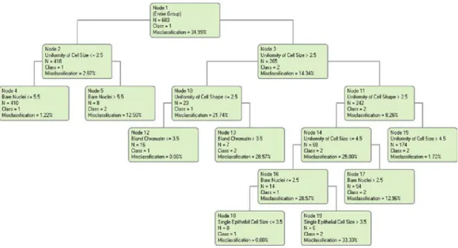 Figure 5: Machine-generated decision tree for diagnosing Breast Cancer [132] 