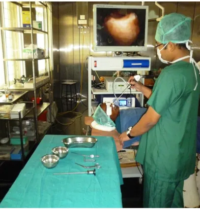 Figure 7Diagnostic  Nasal  Endoscopy  being  done  in  our  Department  