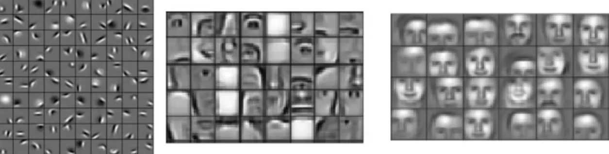 Figure 2.7 Learned hierarchical features from a DL algorithm [20]