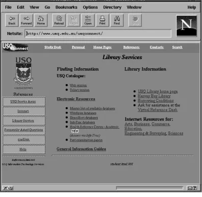 Figure 1. USQconnect screen layout showing frame and menu structure