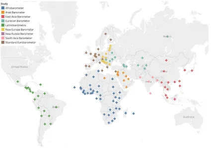 Figure 9: Countries included in the Global Barometers today.  