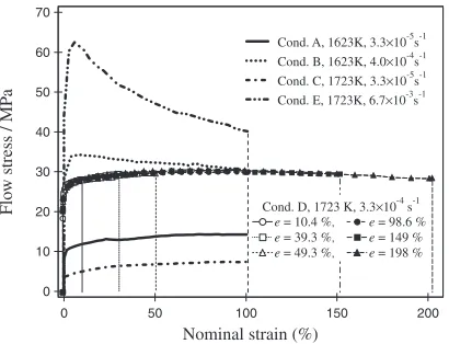 Fig. 10Stress-strain curves of 3Y-TZP specimens pulled under variousconditions.