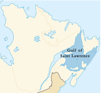 Figure 2.2: East cost of Canada with the Gulf of Saint Lawrence shown. (Source: [8])