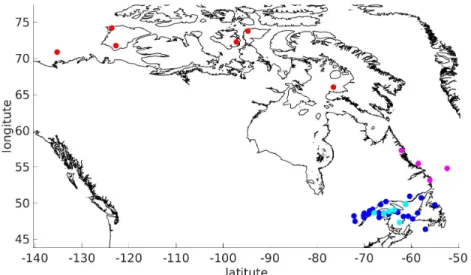 Figure 4.2: Geographical location of the datasets used for sea ice concentration estimation study