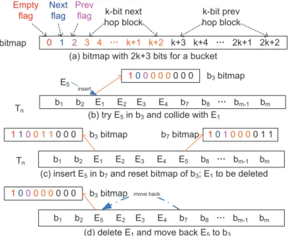 Figure 2.3: Bitmap Format, Insert and Delete in the BH Table