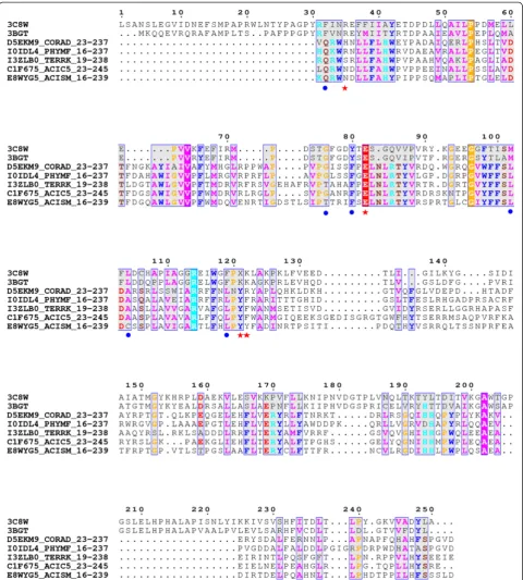 Fig. 6 A multiple sequence alignment of the DUF2071 family with acetoacetate decarboxylase