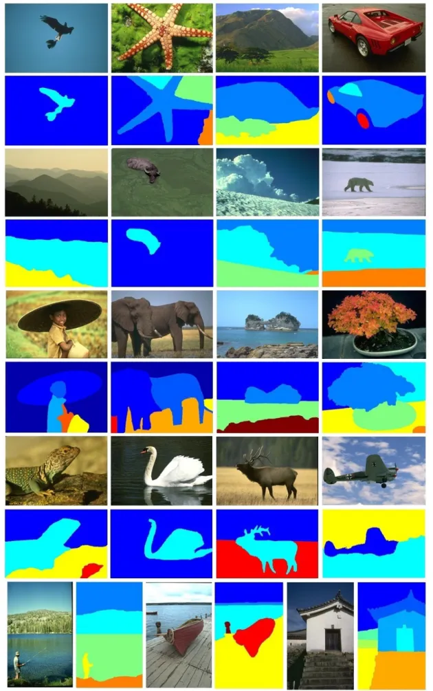 Fig. 5. Image segmentation results through proposed method of weighted average of different image features using fuzzy rule based system and graph partitioning using graph cuts.