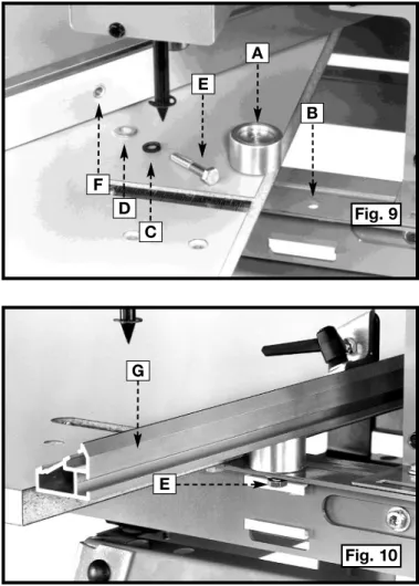 table bracket with the large countersunk end of the spacer (A) in the “up” position.