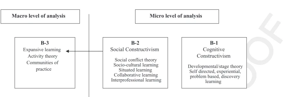 Fig. 4 Learning theories used in interprofessional education at a macro and micro level of analysis.