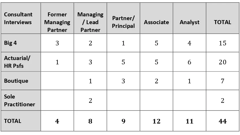 Table 2.3 Summary of Non-consultant interviews 