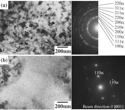 Figure 9 shows the dark ﬁeld image of a relatively large �carbide grain with the corresponding SADP together