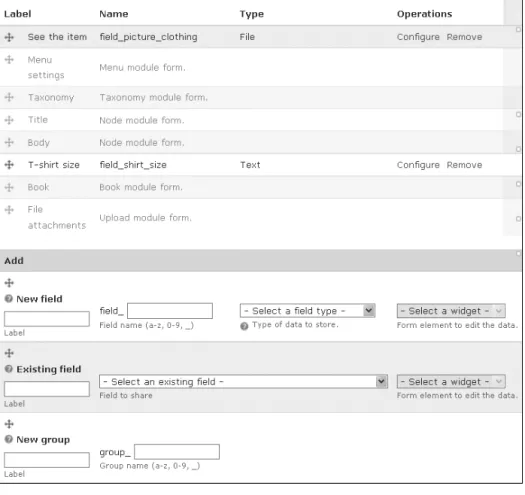 Figure 2-10  The Manage fields page