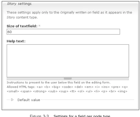 Figure 3-3  Settings for a field per node type