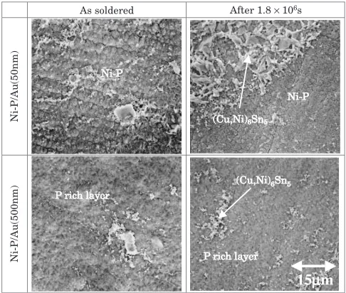 Fig. 12SEM images of the fracture surface of the Sn-Ag-Cu solder jointafter the hot bump pull test.