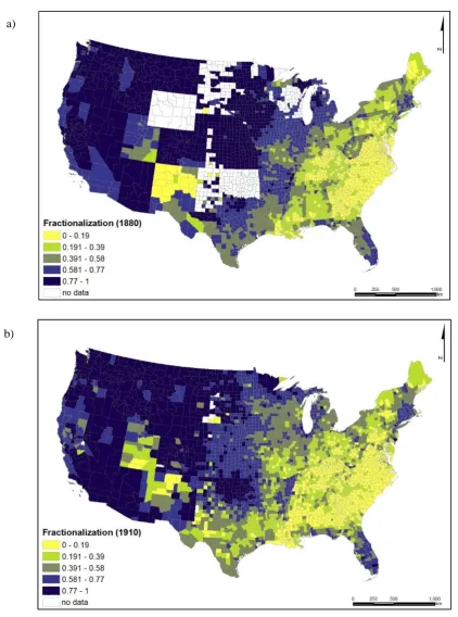 FIGURE 4-5 POPULATION DIVERSITY BY COUNTY, 1880 AND 19109 