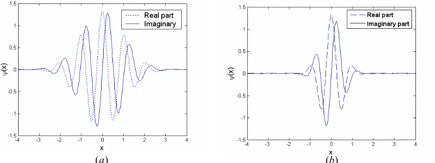 Fig. 1. The complex Morlet mother wavelet (a) the conventional and (b) the modified.  