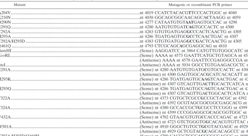 TABLE 1. Sequence of primers used for site-directed mutagenesis and recombinant PCRa