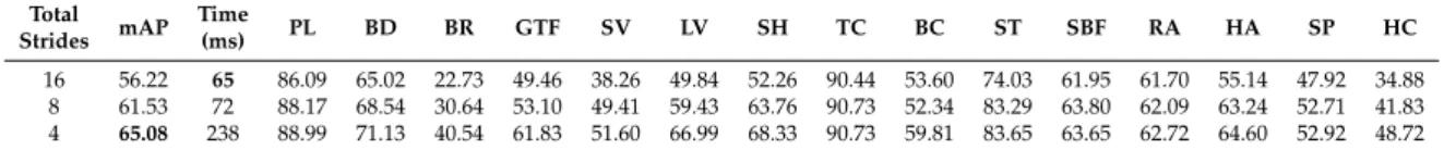 Table 1. The performances of R2CNN with different total stride sizes. Models were trained and validated on the DOTA dataset (%)