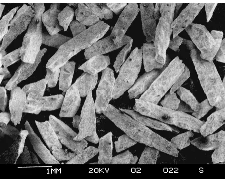 Fig. 1Needle shaped Terfenol-D particles sieved to <600 microns.