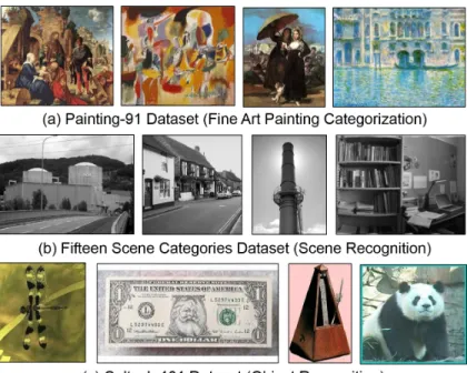 Figure 3.3 Some sample images from different visual recognition datasets used for evaluation of the proposed SKML method.