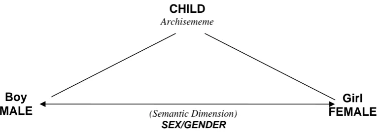 Figure 4.1 – the relationship between archisememe and semantic dimension in a systemic opposition  according to Mettinger 