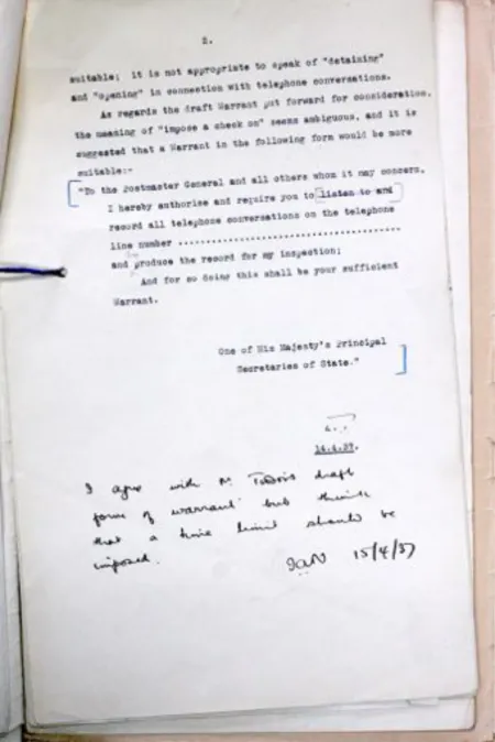 Figure 9: Rejected draft warrant with comments, 14th April 1937 