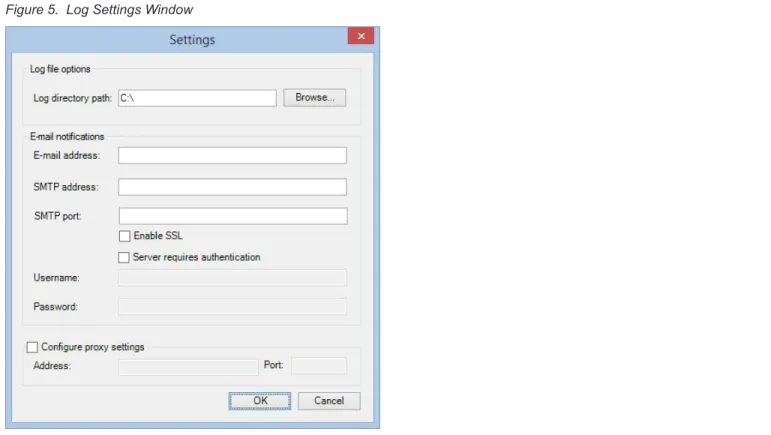 Figure 5.  Log Settings Window
