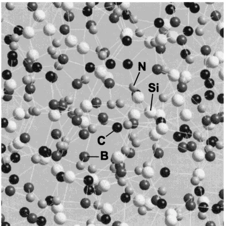 Fig. 1Atomic structure of amorphous Si–B–C–N generated by MD.