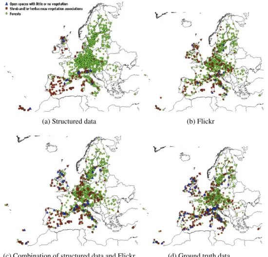 Figure 4.3: Prediction of subclasses of the CORINE class “Forest &amp; semi natural areas”.