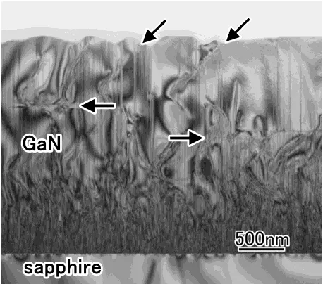 Fig. 8High-resolution electron micrograph of the domain which termi-nates near the surface.